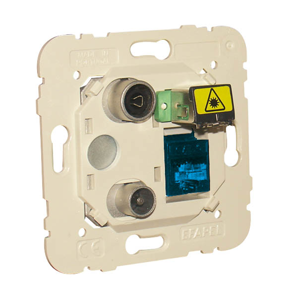 Prise Mixte R - TV - RJ45 Cat. 6A UTP - FO SC-APC Étoile