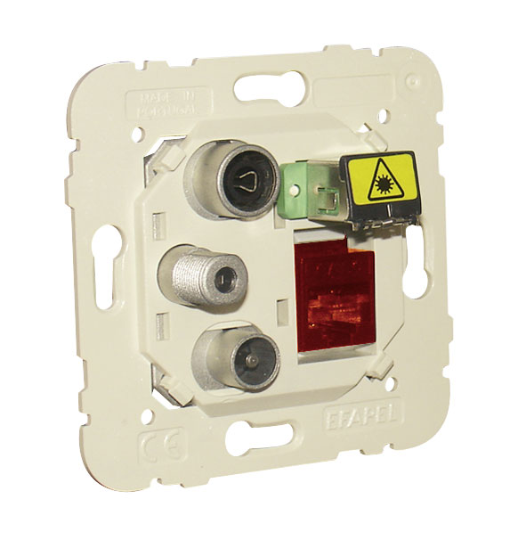 Prise Mixte R - TV - SAT - RJ45 Cat. 6 UTP - FO SC-APC Étoile