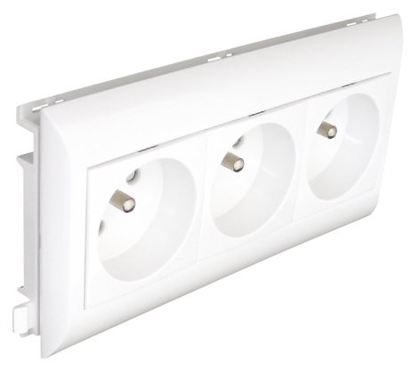 Prise Triple de Courant Française pour Couvercles L75 - 6 Modules